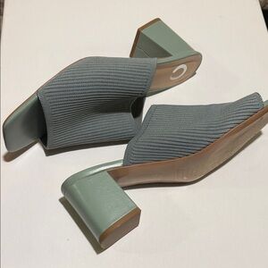 Journee Collection Sage Green Block Heel Mules